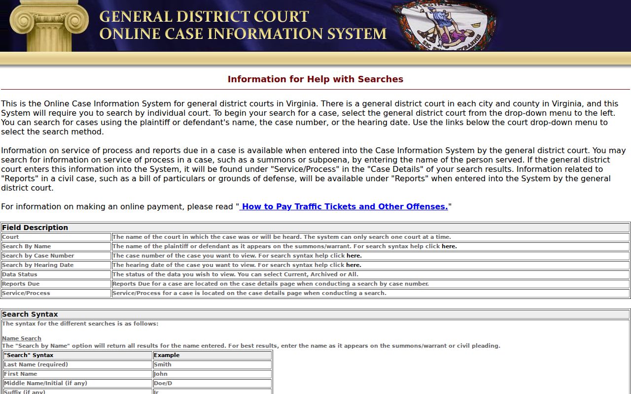 Middlesex County warrant search: GDC name, case, date, and process fields