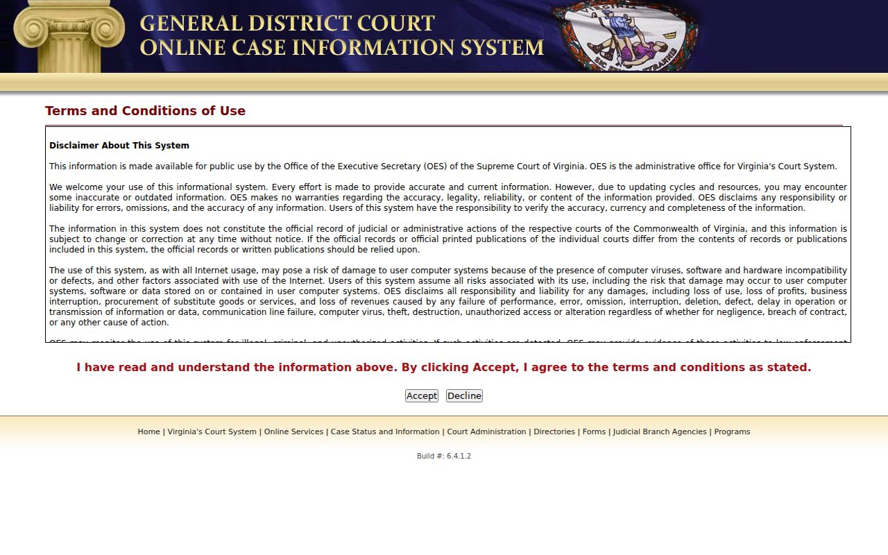 Middlesex County warrant search: GDC disclaimer and verification prompt