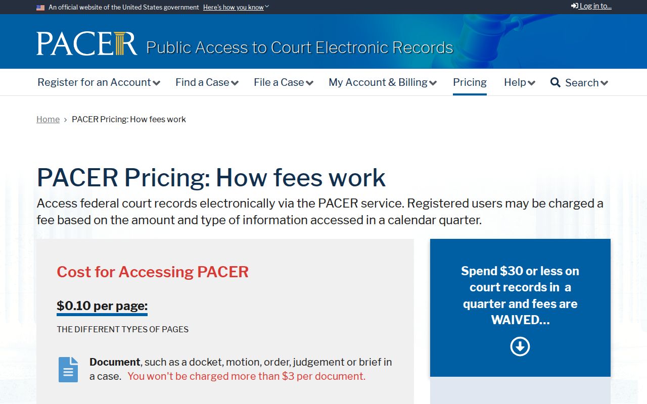 Middlesex County most wanted records: PACER federal case access pricing